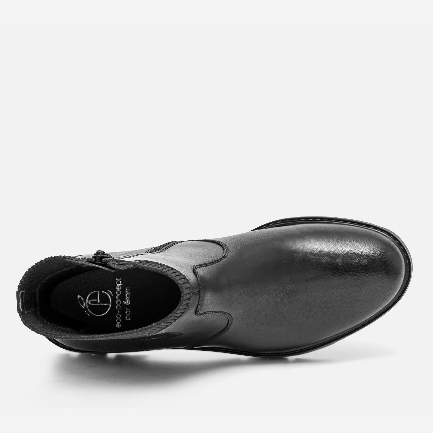 Boots-chaussette noir éco-conçu en cuir