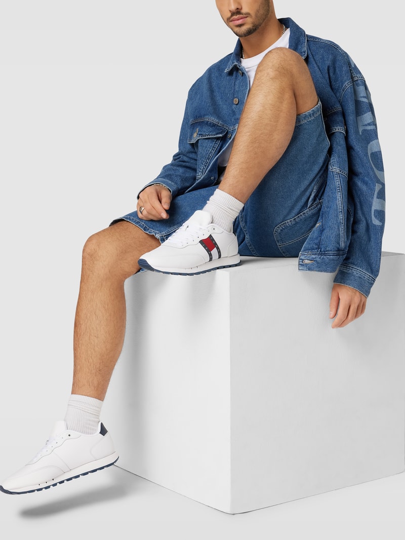 Sneaker mit Label-Details Modell 'TOMMY JEANS LEATHER RUNNE' in weiß