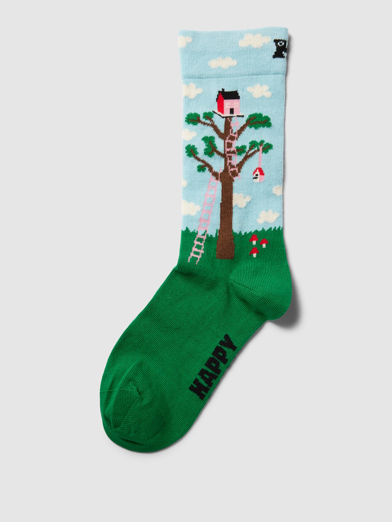Socken mit Allover-Print Modell 'Treehouse' in grün