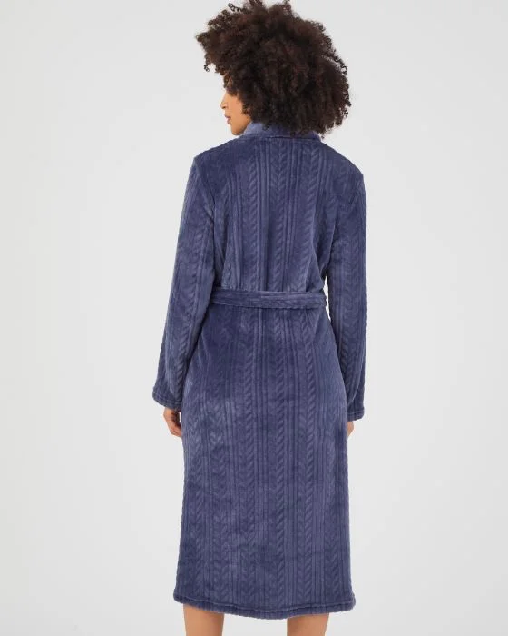 Robe de chambre maille reliefée chaude toucher peluche Thermolactyl