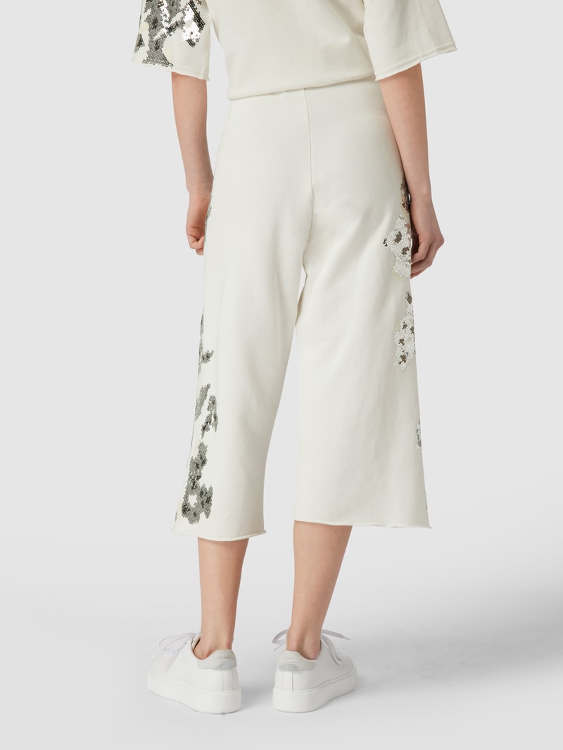Sweathose mit Pailettenbesatz in offwhite