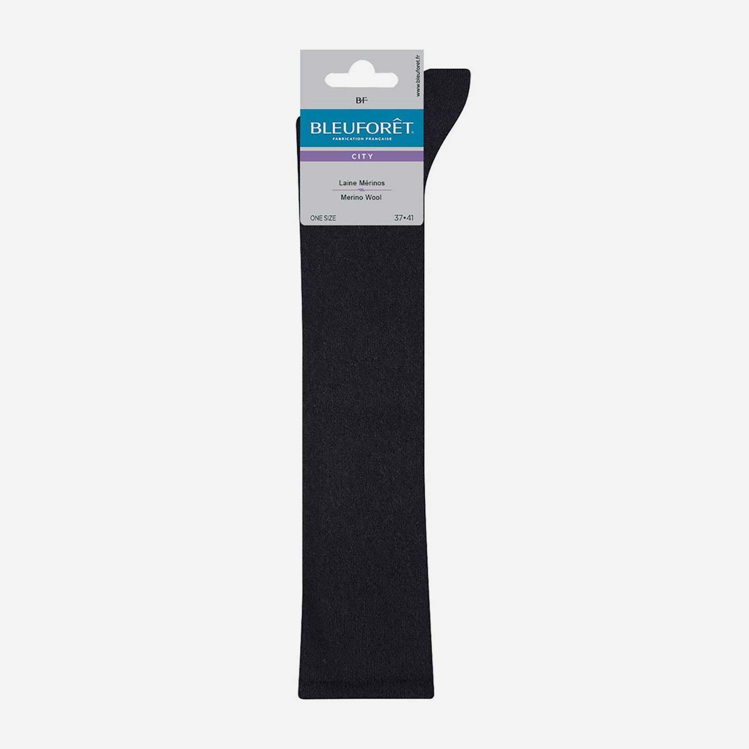 Chaussettes montantes noires BLEU FORET laine mérinos 37-41