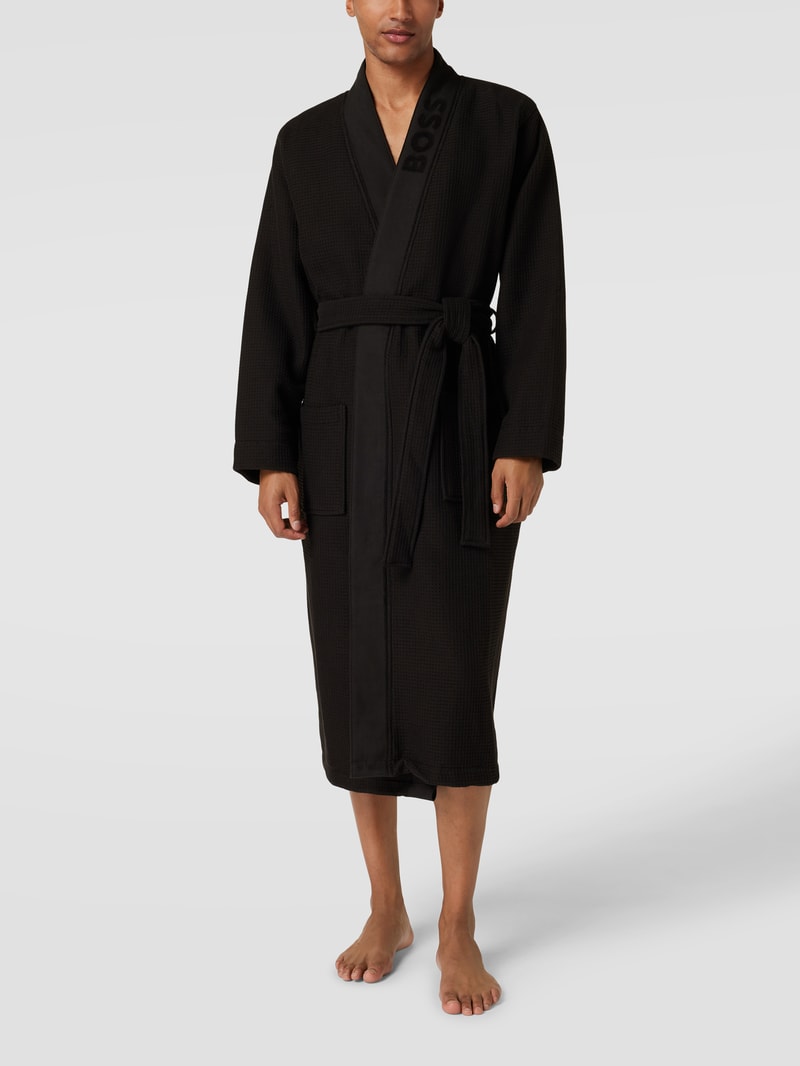 Bademantel mit Strukturmuster Modell 'WAFFLE' in schwarz