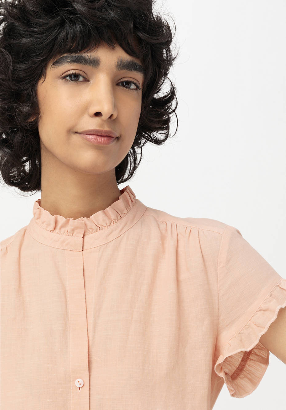 Kleid mit Rüschen aus Bio-Baumwolle und Leinen