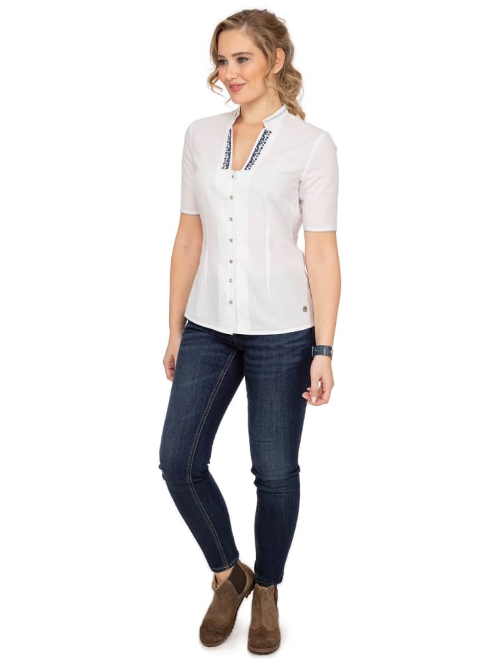 Spieth & Wensky Bluse ANJA in weiß-blau günstig kaufen
