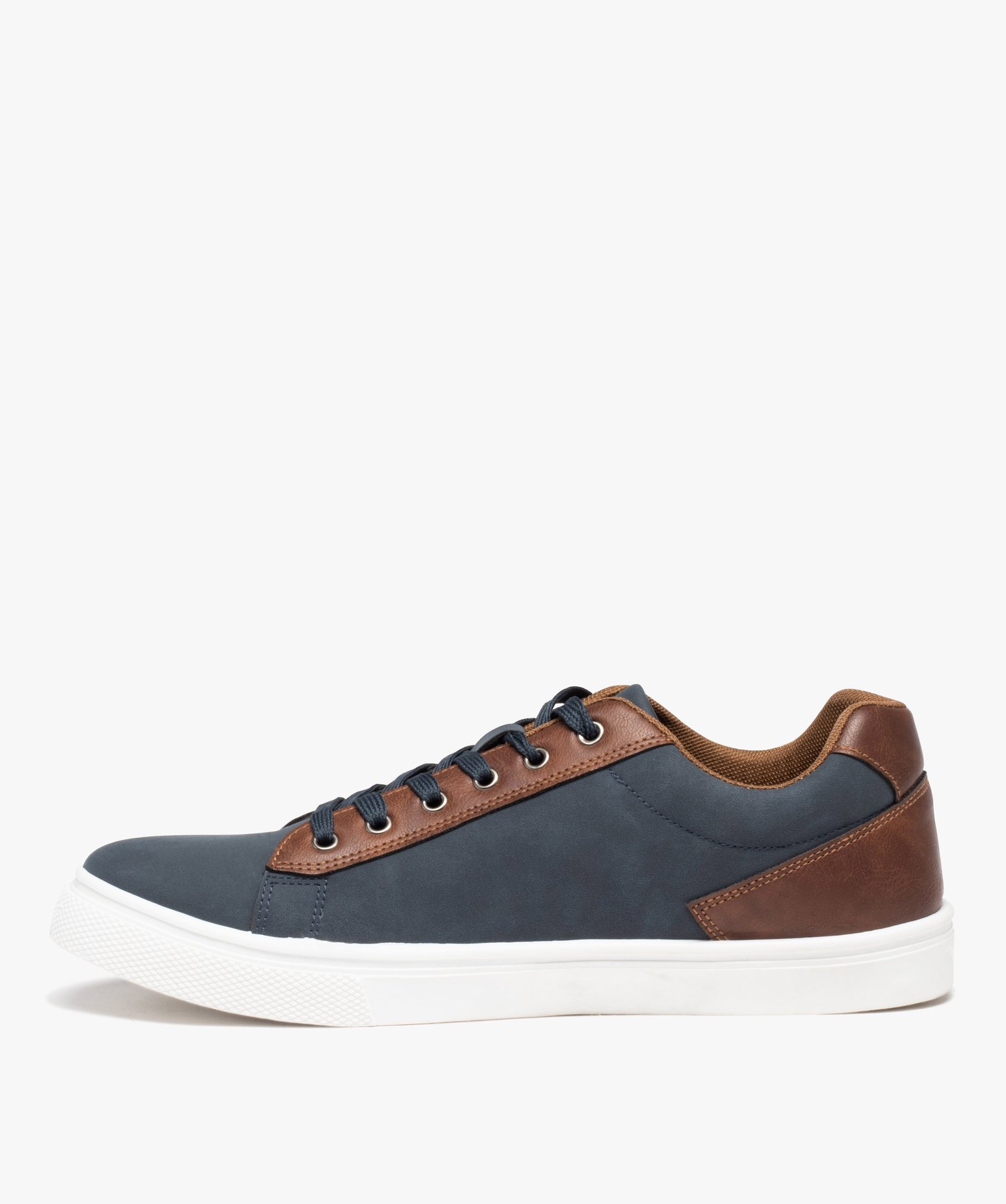 Baskets homme rétro en suédine bicolore marine | GEMO