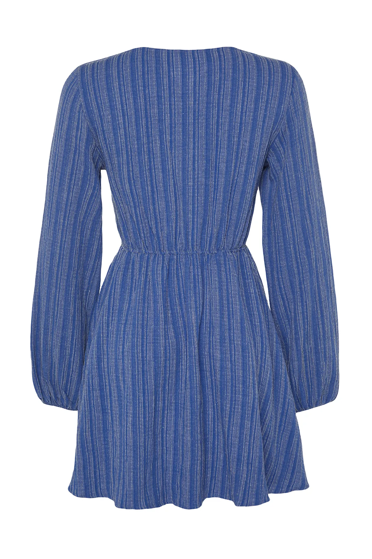 Trendyol Collection  Blaues, gewebtes Mini-Strandkleid aus Leinenmischung zum Binden TBESS23EL00103