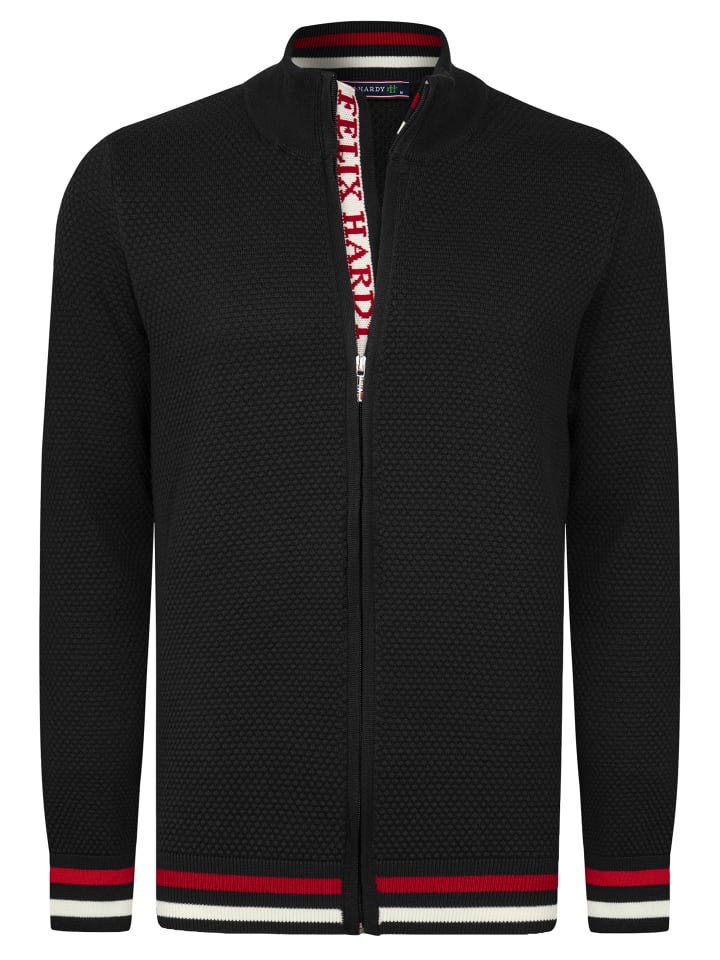 Felix Hardy Stehkragen Strickjacke in Schwarz günstig kaufen