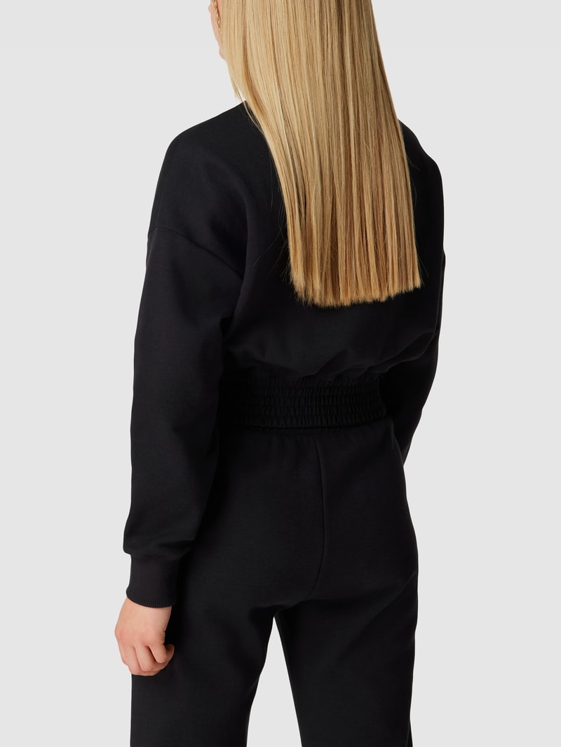 Cropped Sweatshirt mit Label-Details in schwarz