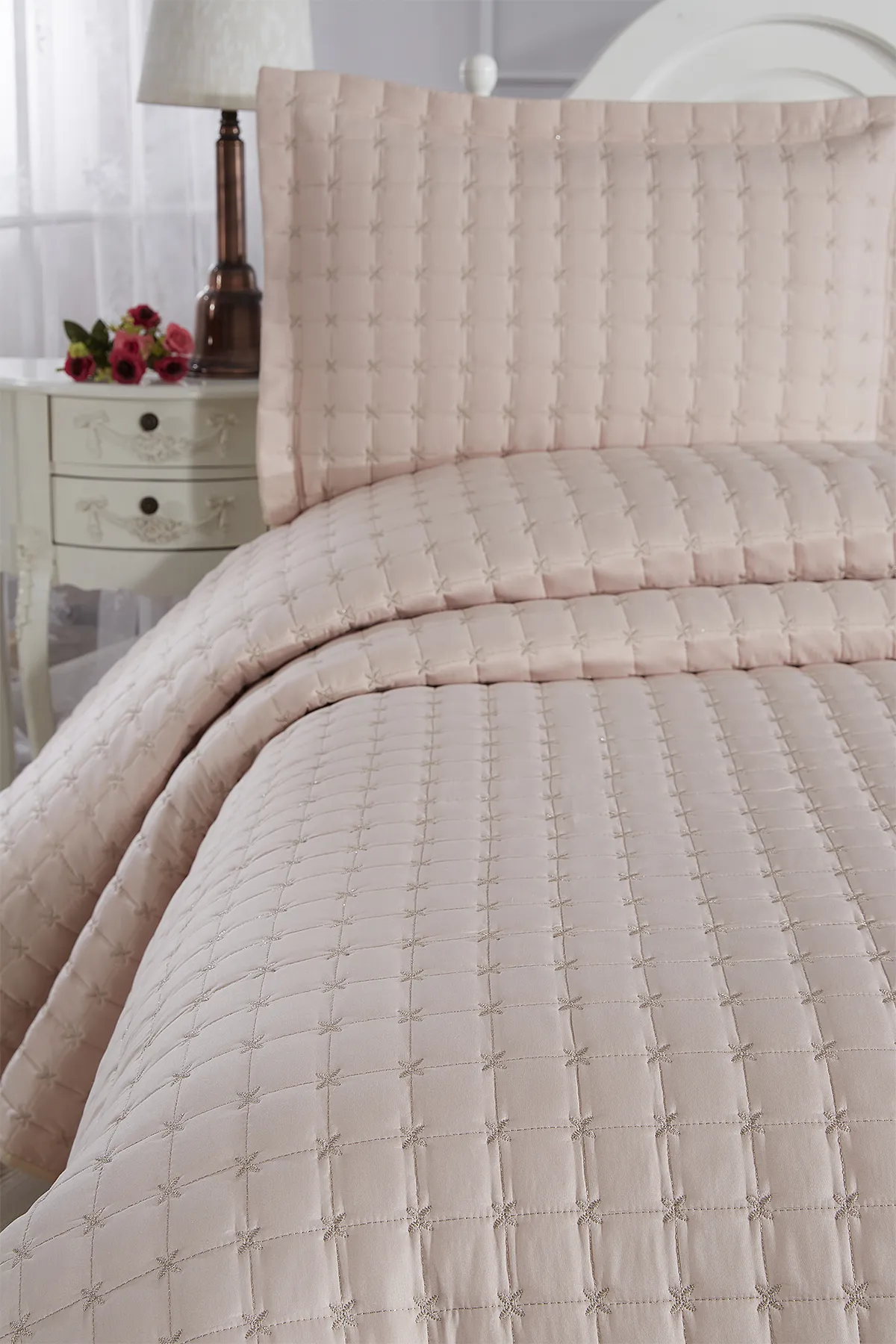 Çeyiz Diyarı  Gesteppte Tagesdecke „Star“ für Einzelbett, Cappucino