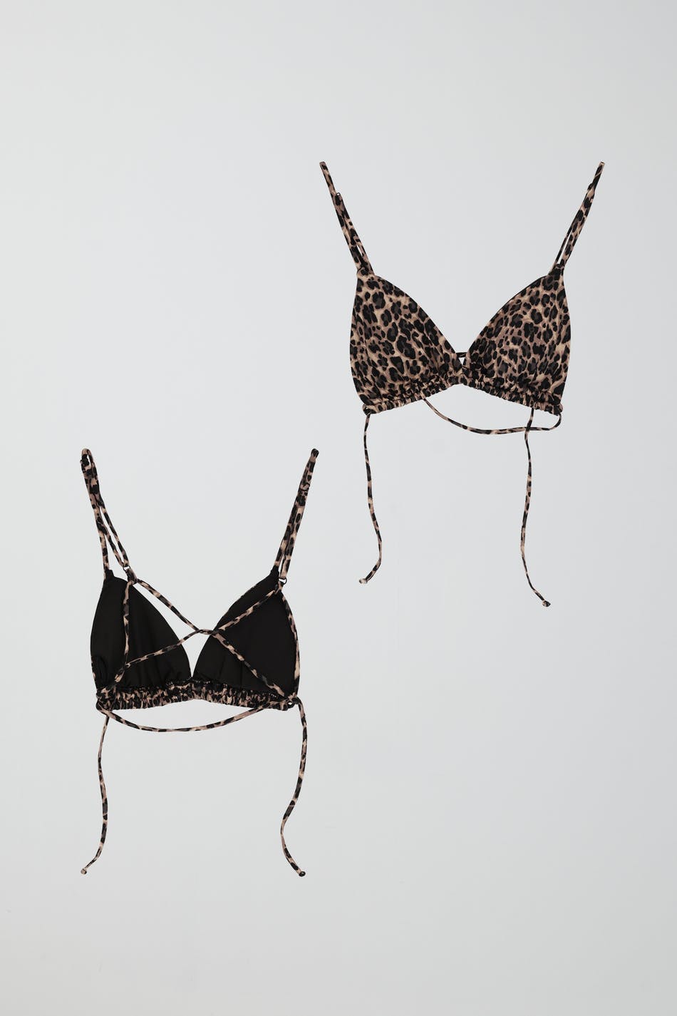 Shiny tie triangle bikini top