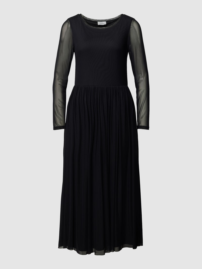 Midikleid mit semitransparenten Armen in schwarz
