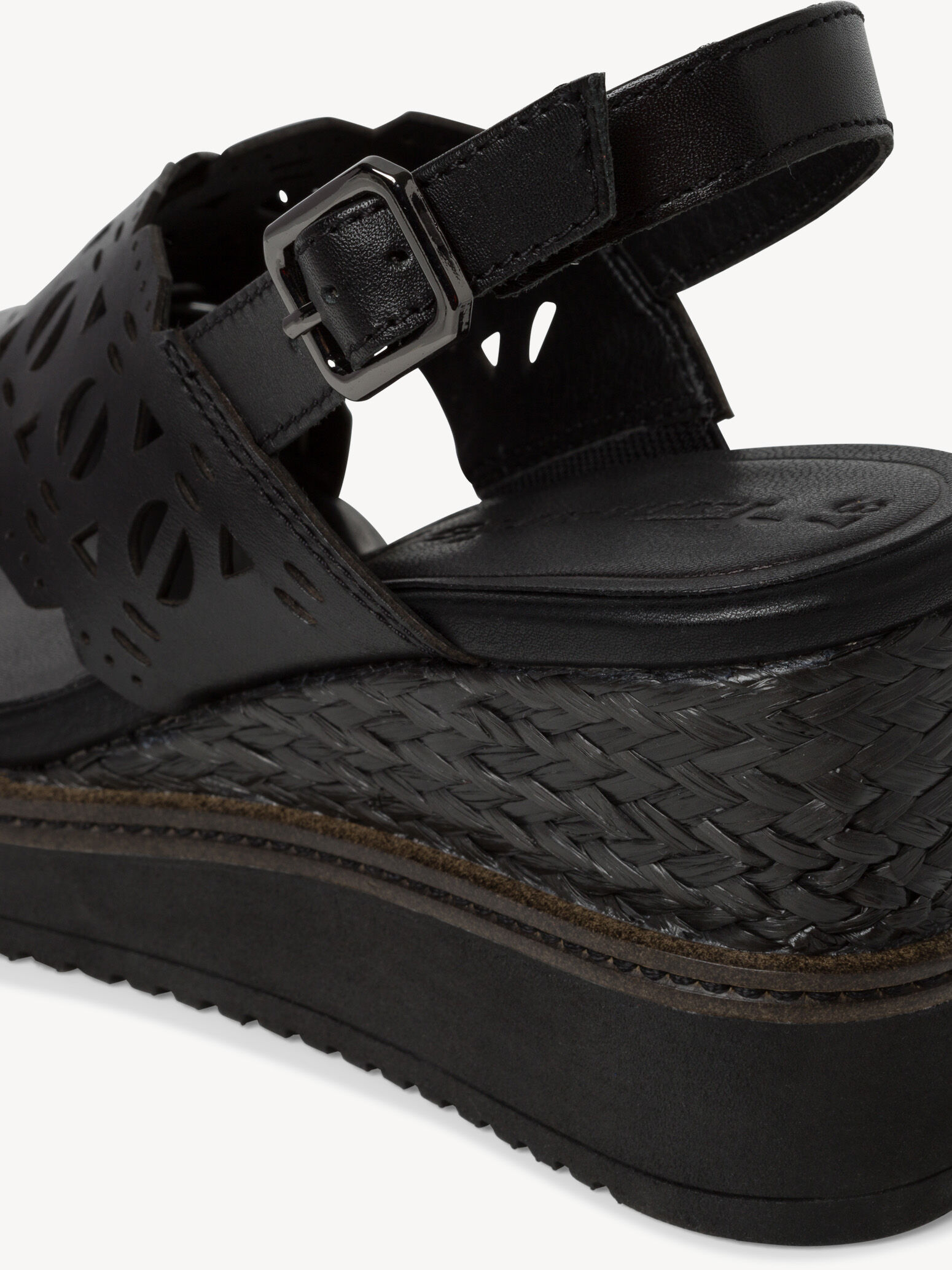 Sandale à talon en cuir - noir