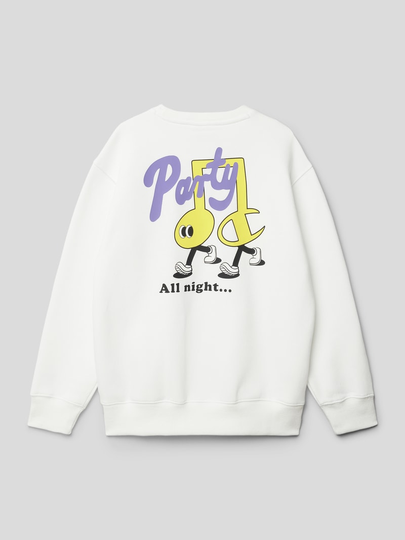 Sweatshirt mit Motiv- und Statement-Print Modell 'Rochester' in weiß