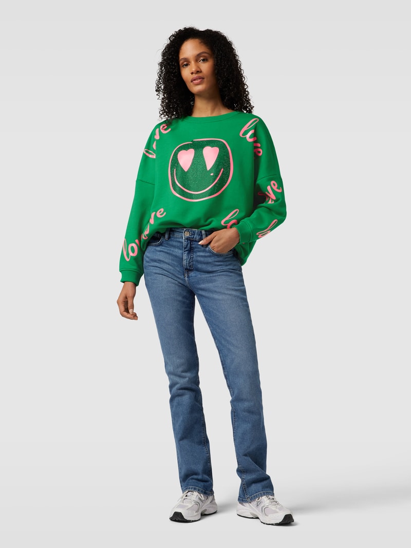 Sweatshirt mit Motiv-Print Modell 'LOVE HARDFACE' in grün