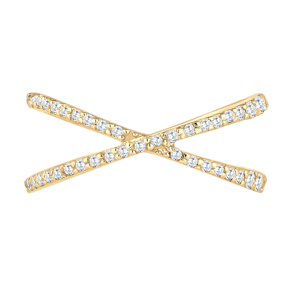 Elli Elli Bague Femmes Enroulement X avec Cristaux de Zirconium en Argent Sterling 925 Bague