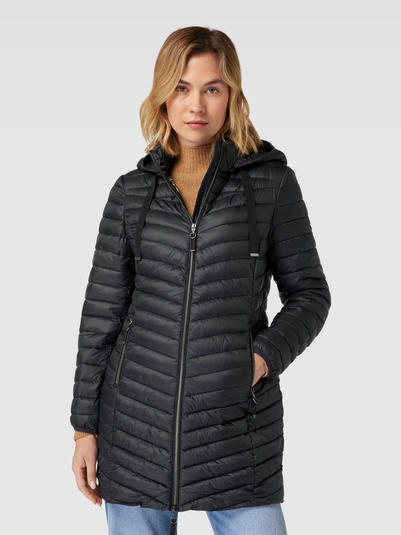 Steppjacke mit Kapuze in schwarz