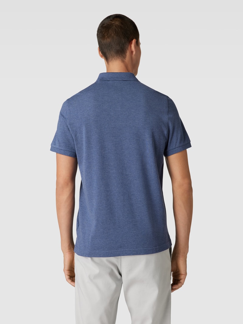Poloshirt mit seitlichen Schlitzen Modell 'SHIELD' in jeans meliert