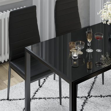 Vicco Esstisch Essgruppe GRAND METALL Schwarz mit 4 Stühlen