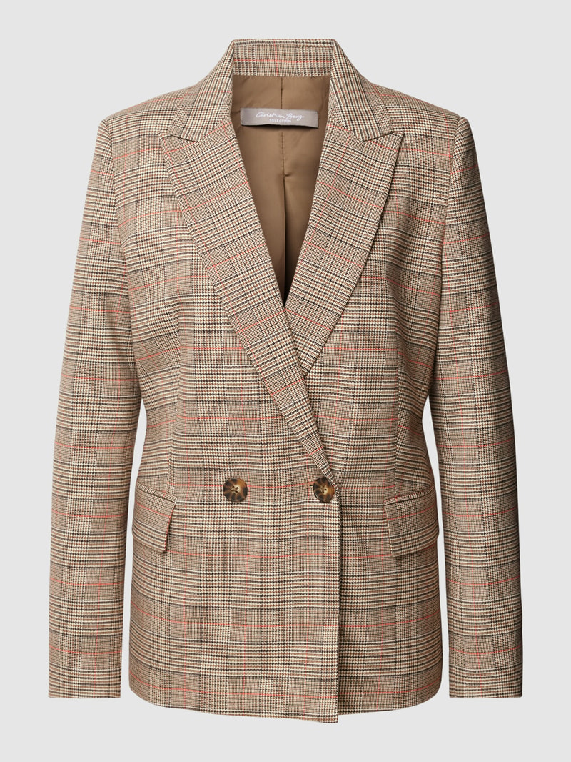 Blazer mit Hahnentrittmuster in camel
