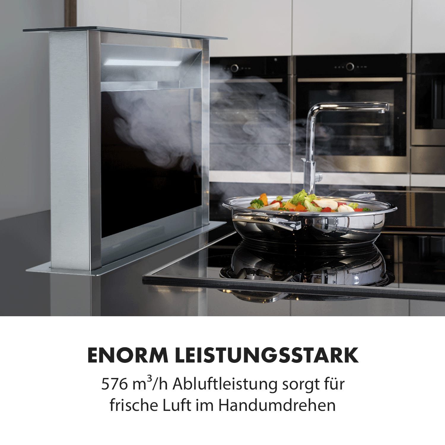 Klarstein Deckenhaube Serie CGCH3-Royal-FlushEco Royal Flush Eco, Tischabzugshaube Kochfeld Dunstabzugshaube Umluft Abluft Einbau