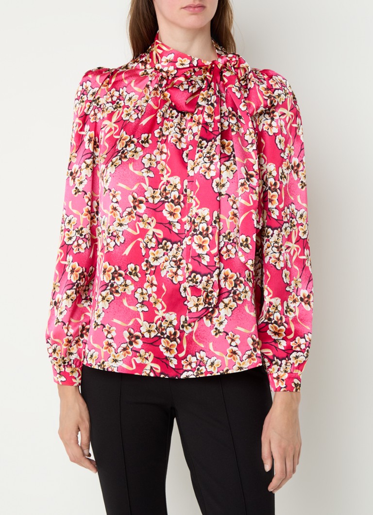 HUGO BOSS  Cerela blouse met bloemenprint en sjaalkraag