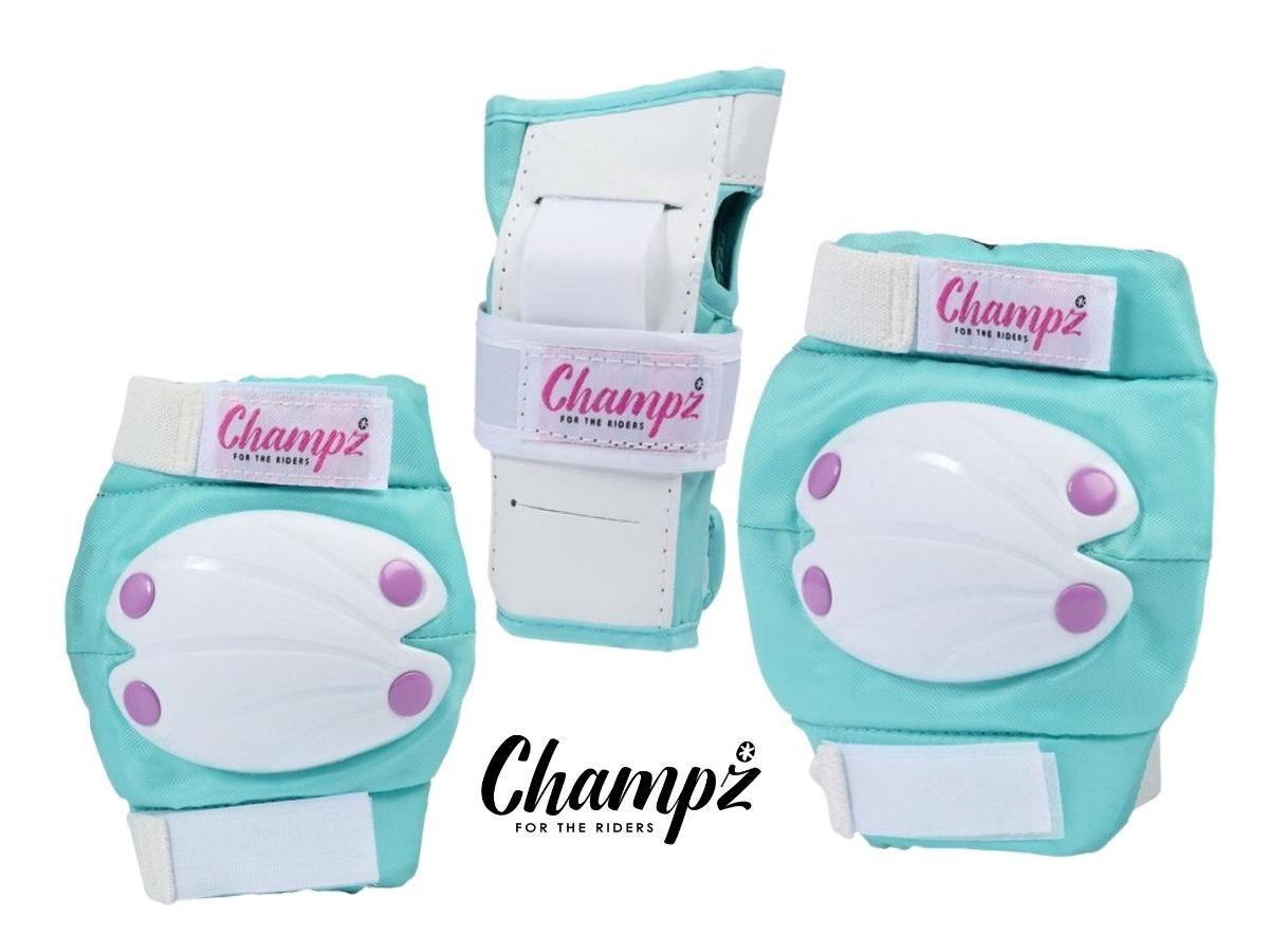 Champz Türkis/Weiß Kinder Skate Schutzset