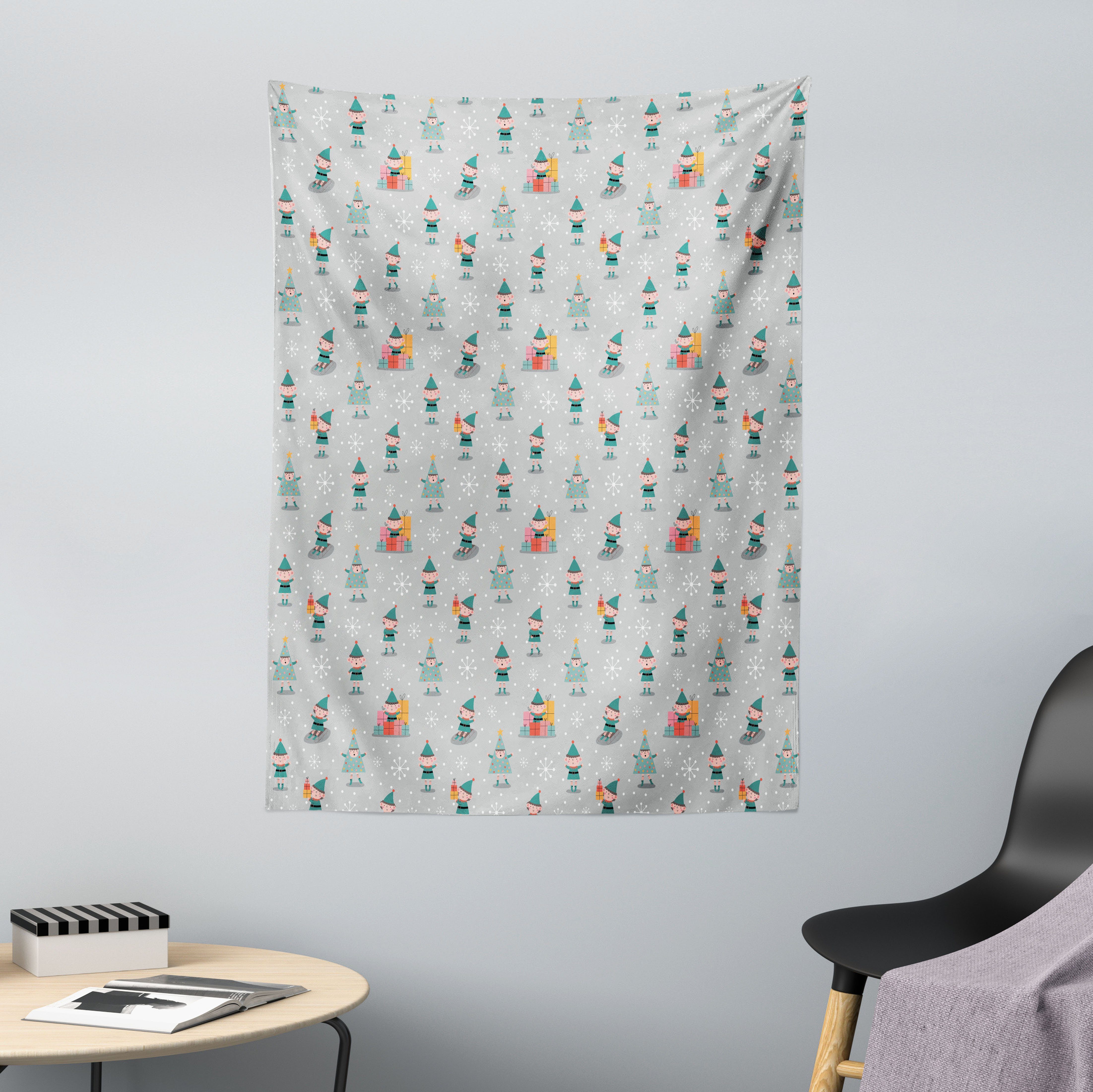 Wandteppich aus Weiches Mikrofaser Stoff Für das Wohn und Schlafzimmer, Abakuhaus, rechteckig, Weihnachten Weihnachten Jahreszeit Schneeflocken