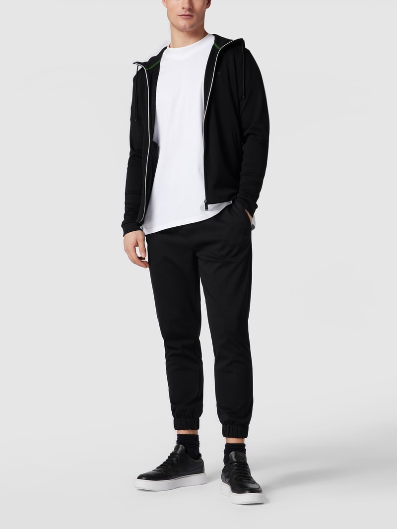 Sweatjacke mit Label-Print Modell 'Saggy Curved' in schwarz