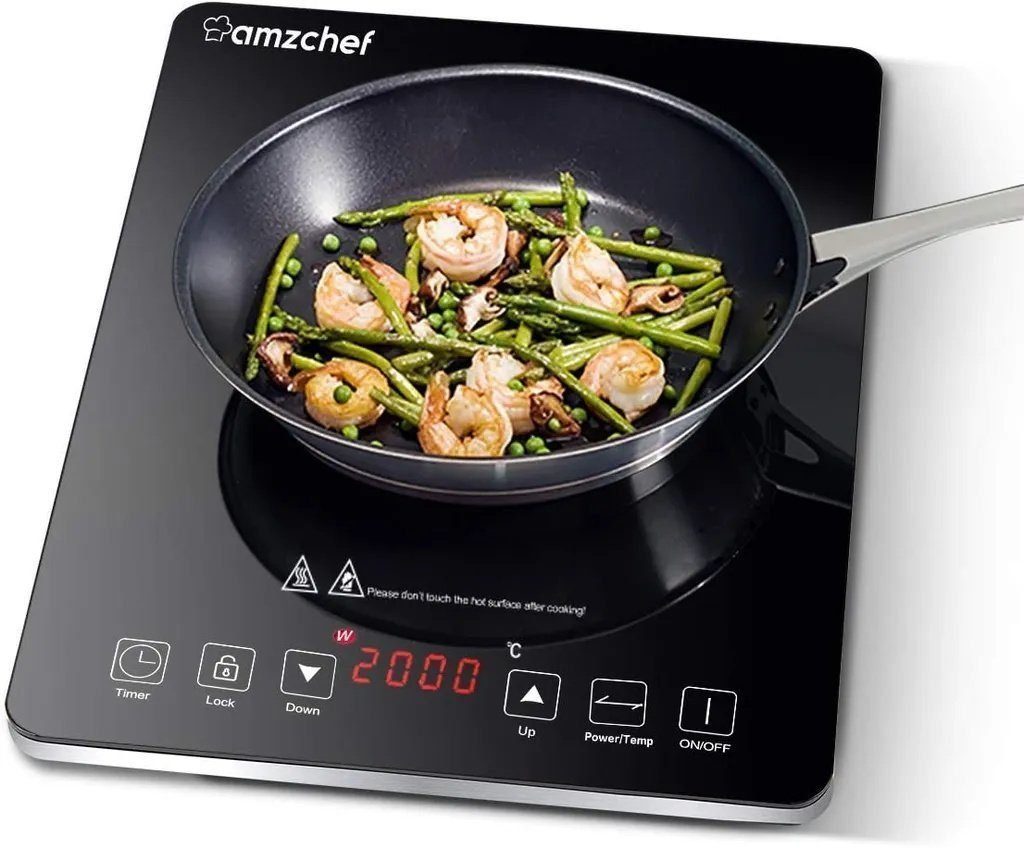 Ulife Einzel-Induktionskochplatte AMZCHEF 2000W, 10 Leistungsstufen, 28×35×4.45cm