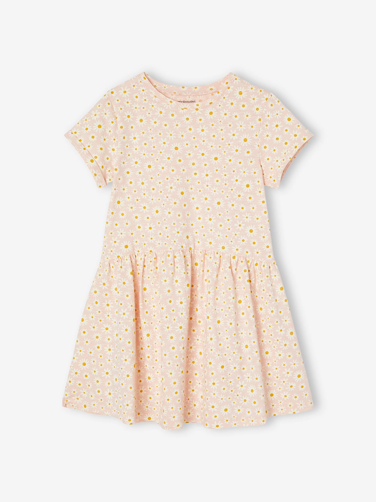 Robe Basics imprimée fille manches courtes bleu clair imprimé cerises