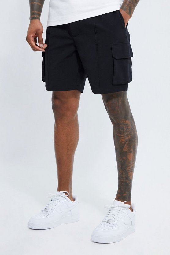 Elastische Slim-Fit Cargo-Shorts