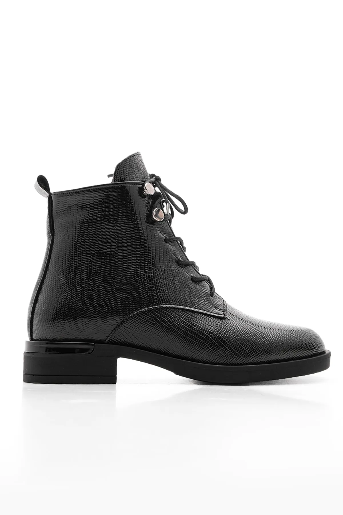 Marjin  Damenstiefel, Schnürstiefel, Reißverschluss, Ligante, Schwarz, Schlangenleder
