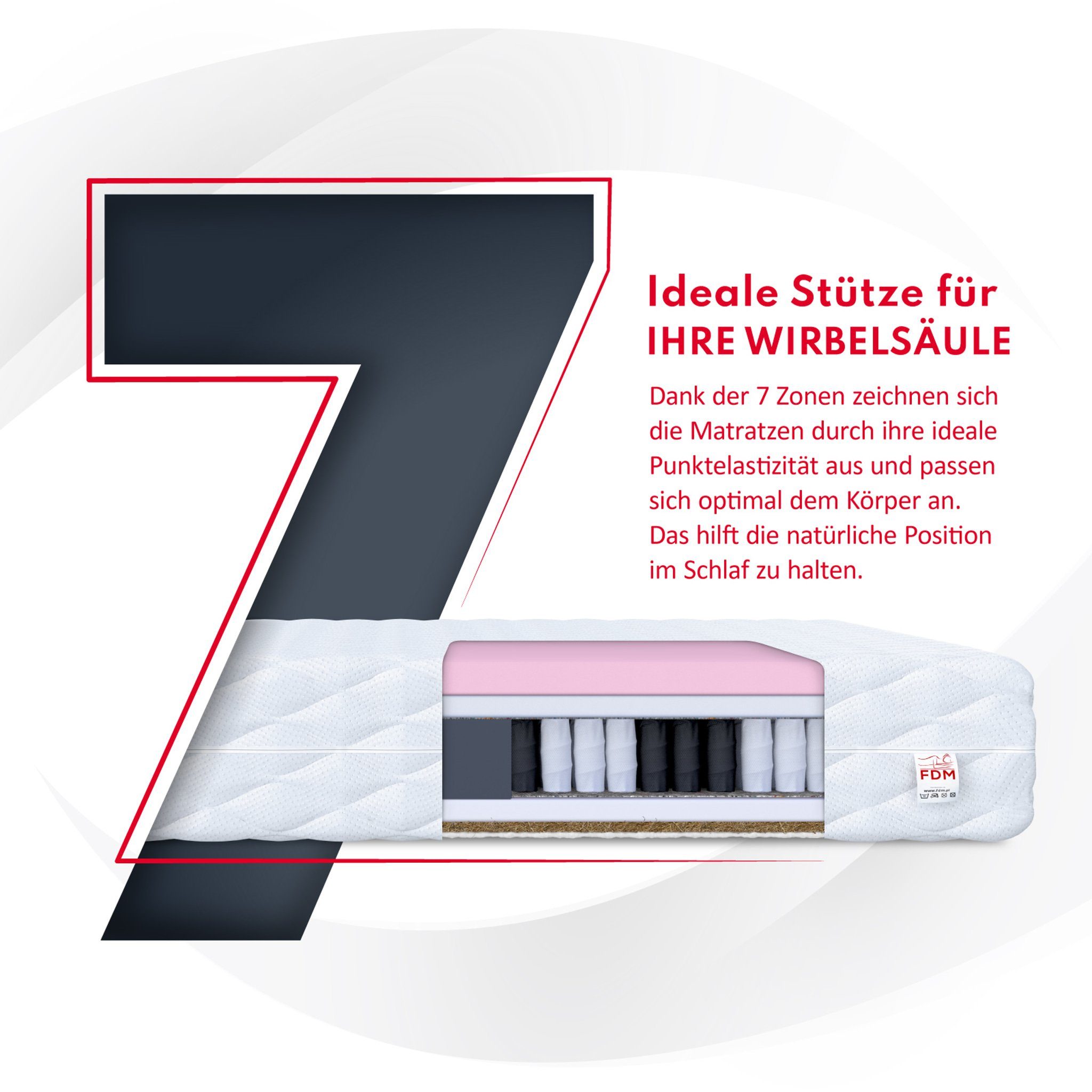 Taschenfederkernmatratze VIGO, FDM, 22 cm hoch, (1), Wendematratze, 7 Zonen, H3/H4
