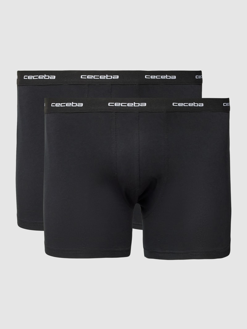PLUS SIZE Trunks mit elastischem Logo-Bund im 2er-Pack in schwarz