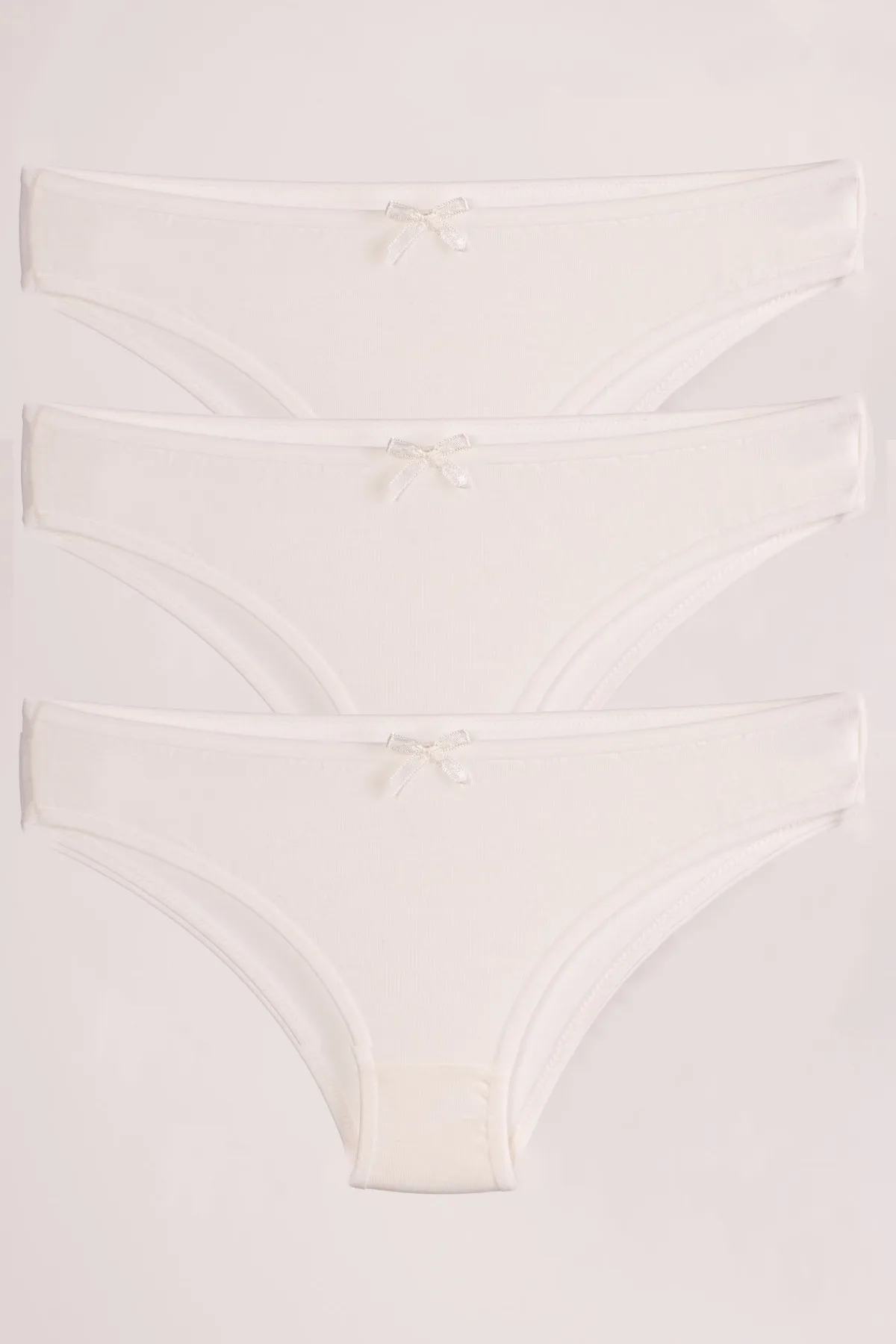 armonika  Ecrufarbene Slips aus Lycra-Baumwolle für Damen im 3er-Pack