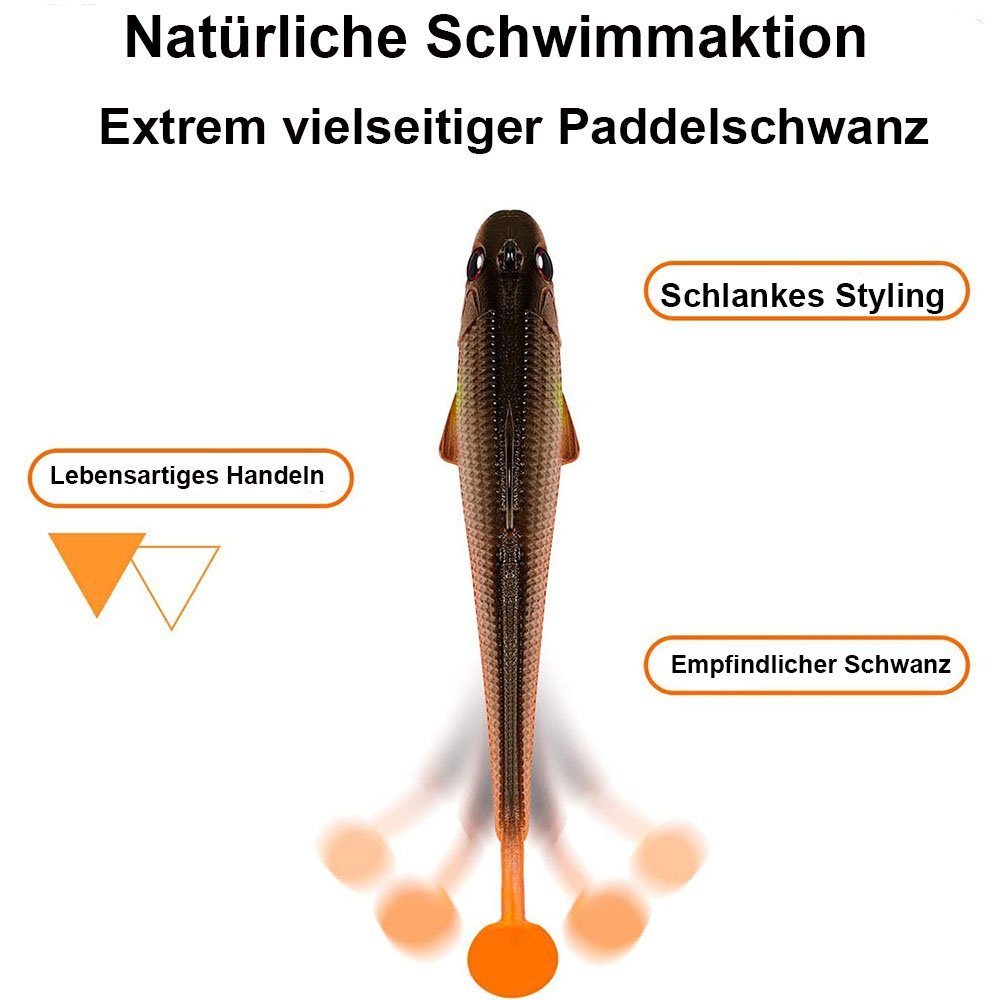 CTGtree Aalhaken Angelhaken Gummifische Angelköder Kunstköder Gummiköder Set, (6-St)