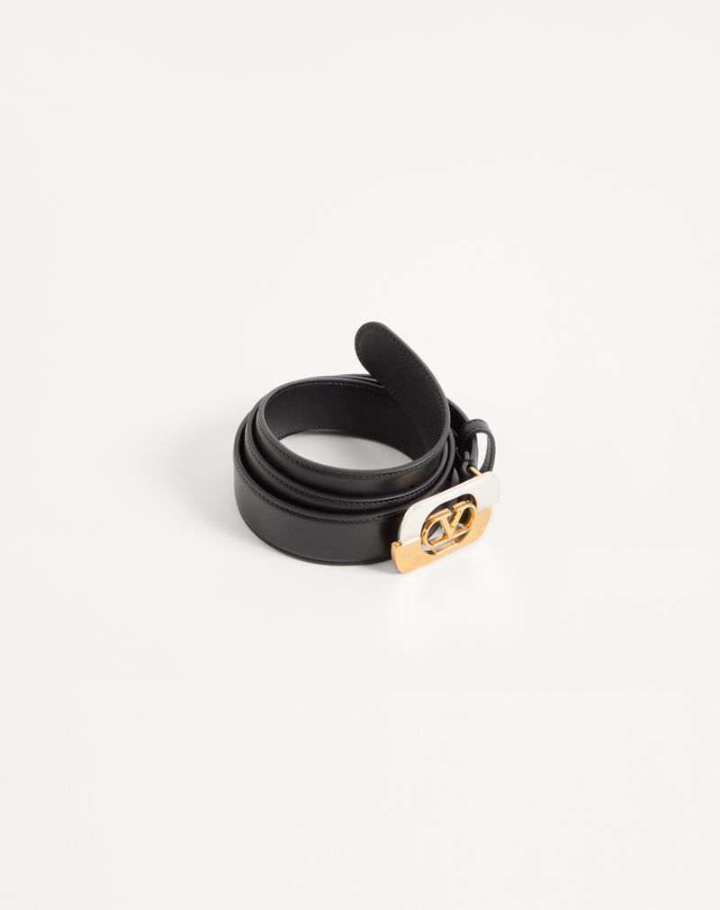 Cinto exclusivo Valentino Garavani VLogo em pele de bezerro brilhante 30 mm