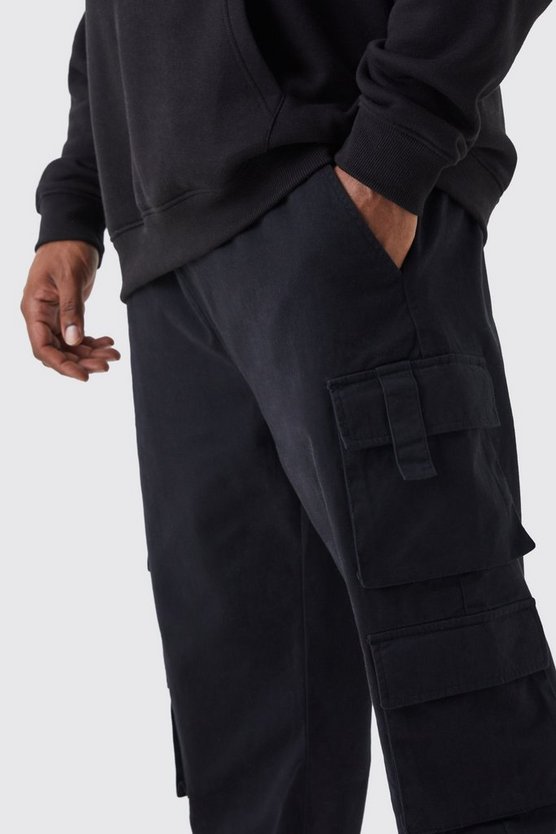 Plus Slim-Fit Jogginghose mit Cargo-Taschen und elastischem Bund