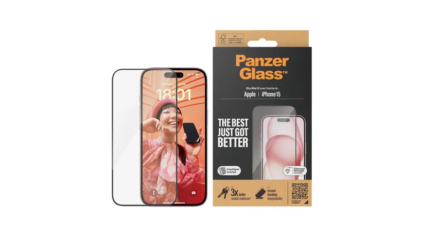 PanzerGlass SP iPhone 15 UWF m. Applikator