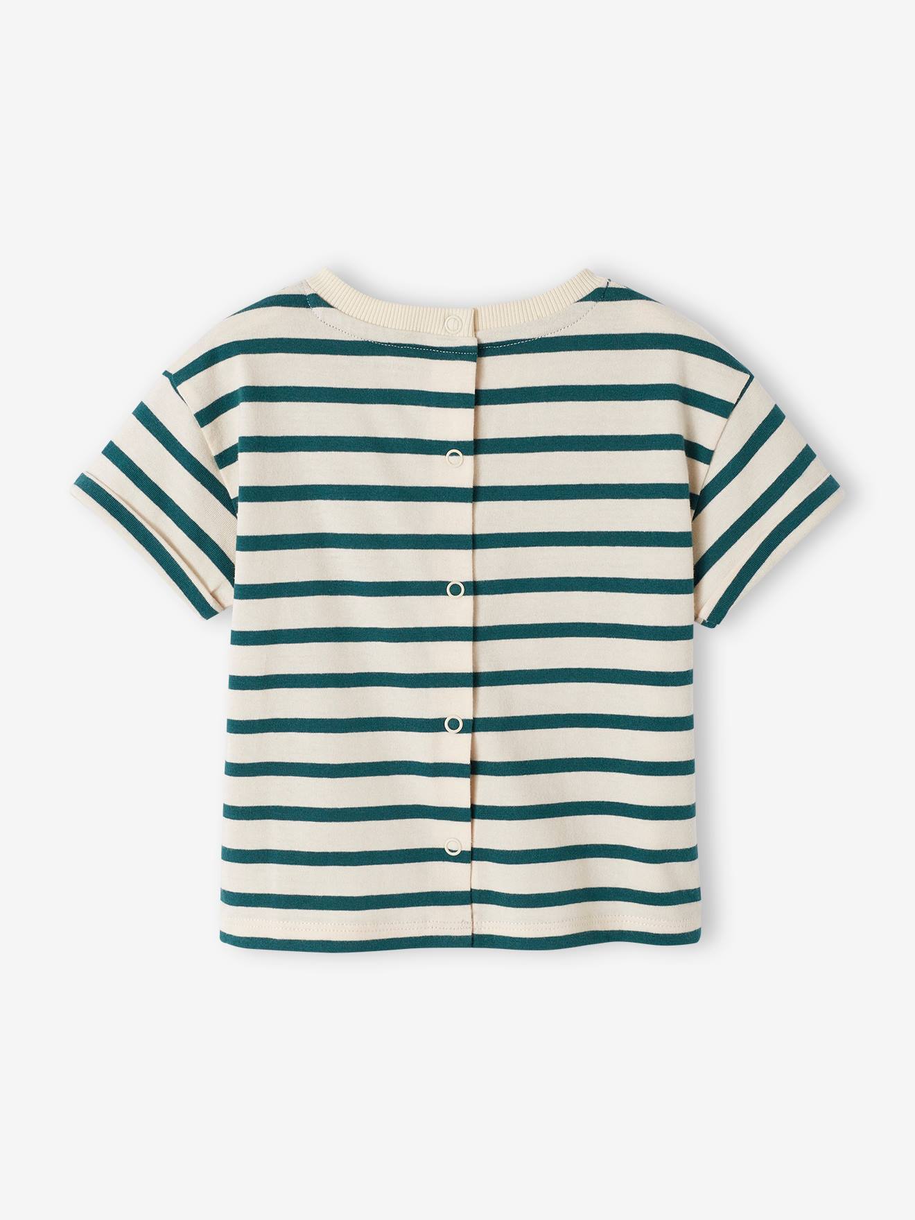 Vertbaudet Capsule Collection: Baby T-Shirt HAPPY SUMMER FAMILY - grün gestreift
