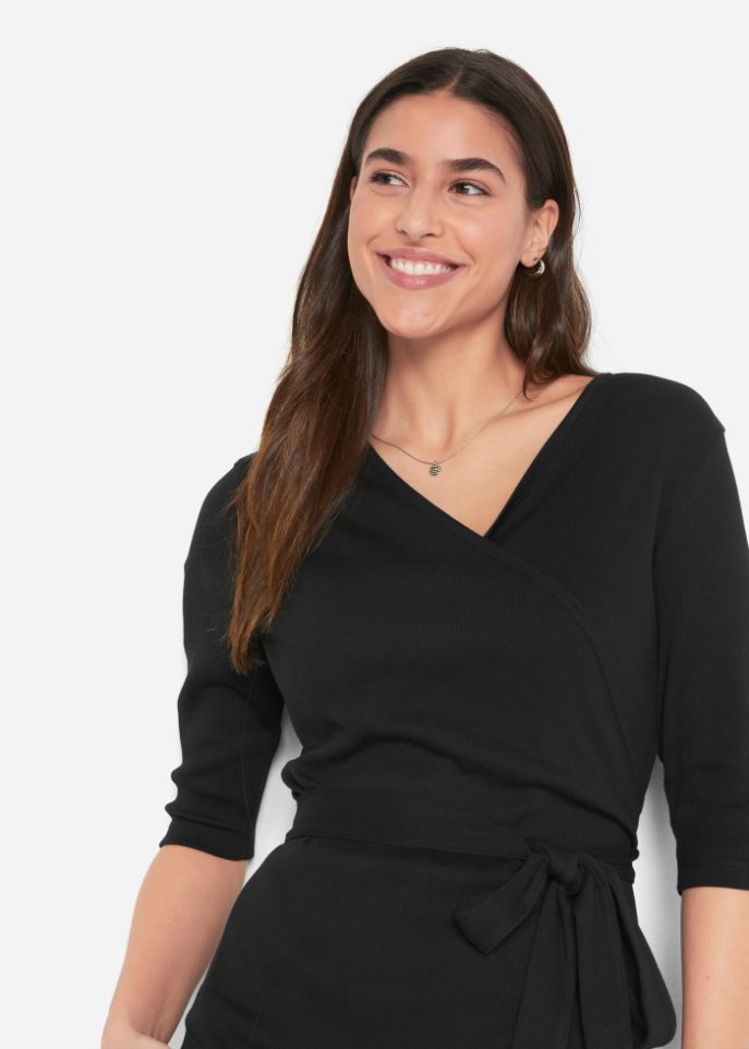 Ripp-Wickelshirtjacke, 1/2 Arm