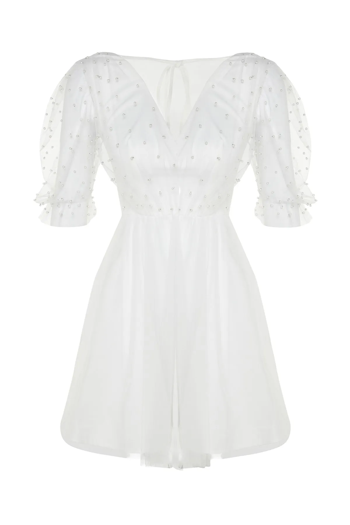 Trendyol Collection  Ecru Taille geöffnet/Skater gefüttert Tüll Hochzeit/Hochzeit Elegantes Abendkleid TPRSS23EL00546