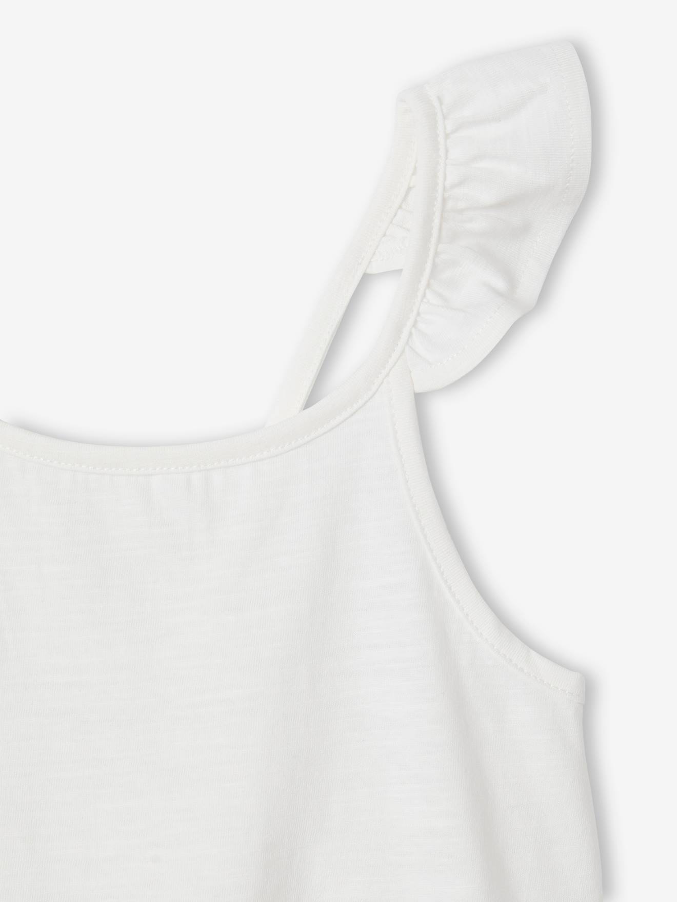 Vertbaudet Mädchen Top mit Volantträgern BASIC Oeko-Tex - wollweiß