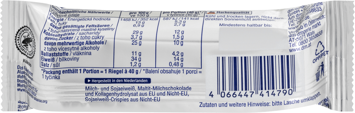Proteinriegel 34%, Milk Caramel Crisp Geschmack, 40 g