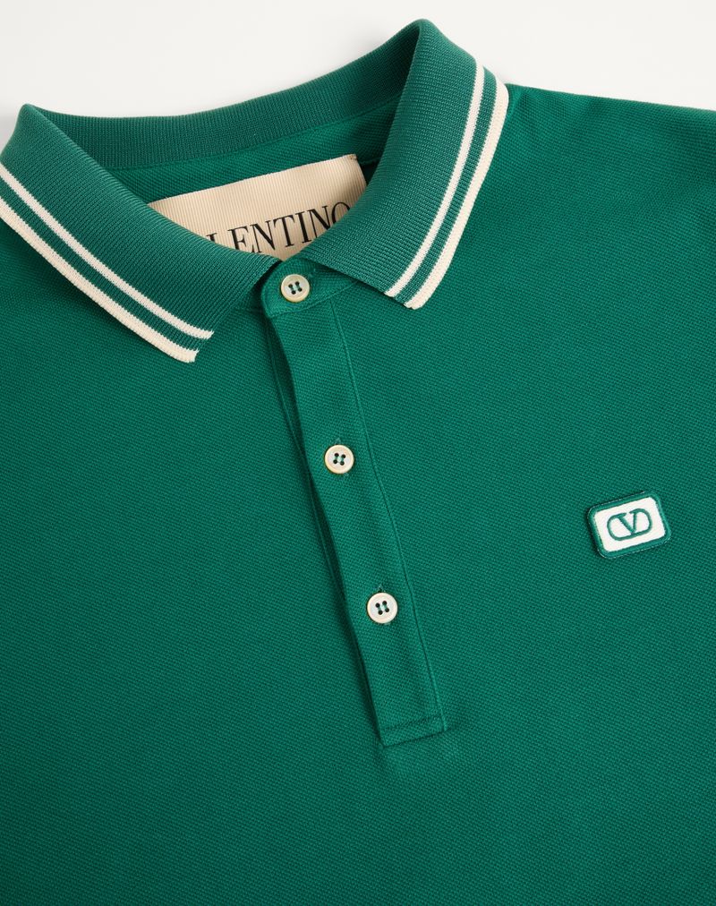 Polo shirt van katoenen piqué met V-logo patch