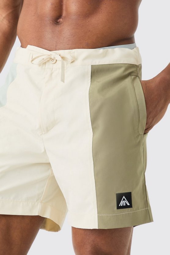Mittellange smarte Colorblock Badehose
