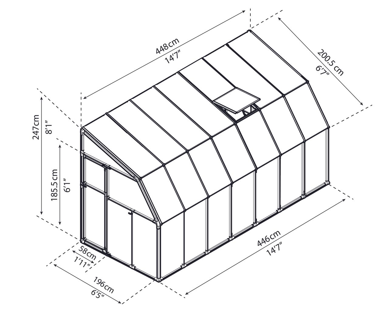 Canopia by Palram Gewächshaus Sun Room  448 x 200,5cm Grün