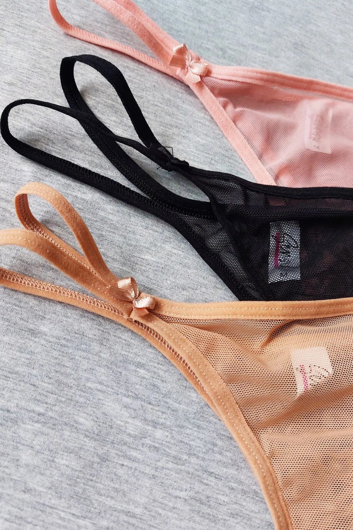 Sensu  5-teiliges Höschen-Set aus Tüll mit detailliertem String-Taillen-Tanga für Damen – Kts4003