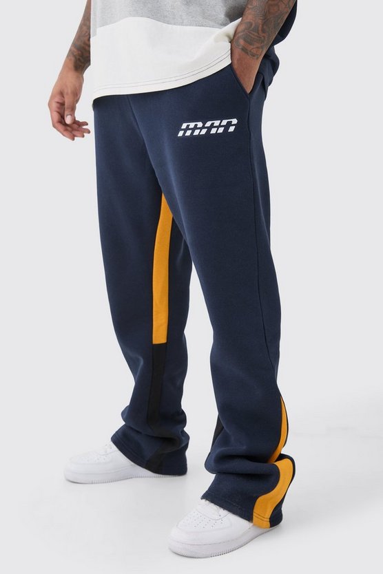 Plus dunkelblaue Slim-Fit Colorblock Jogginghose